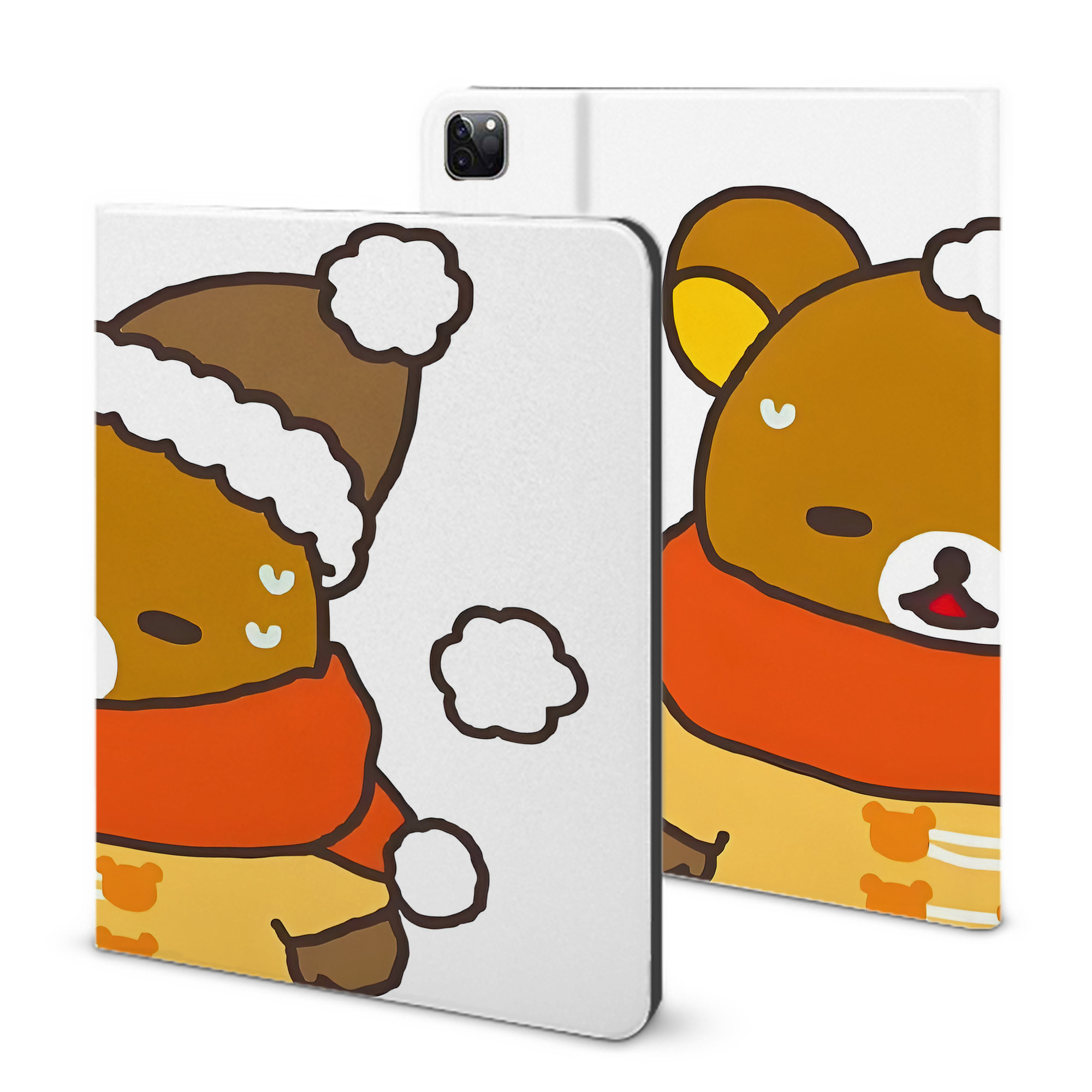 （画像用） リラックマ リラックマ キイロイトリ Rilakkuma Korilakkuma Kiiroitori IPad ケース ブック型 PUレザー TPU 耐衝撃 軽量 薄型 ペン収納なし 全面保護 IPad 各モデル対応